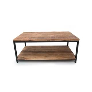 LABEL51 Čierny konferenčný stolík s doskou z mangového dreva LABEL51 Vintage XXL